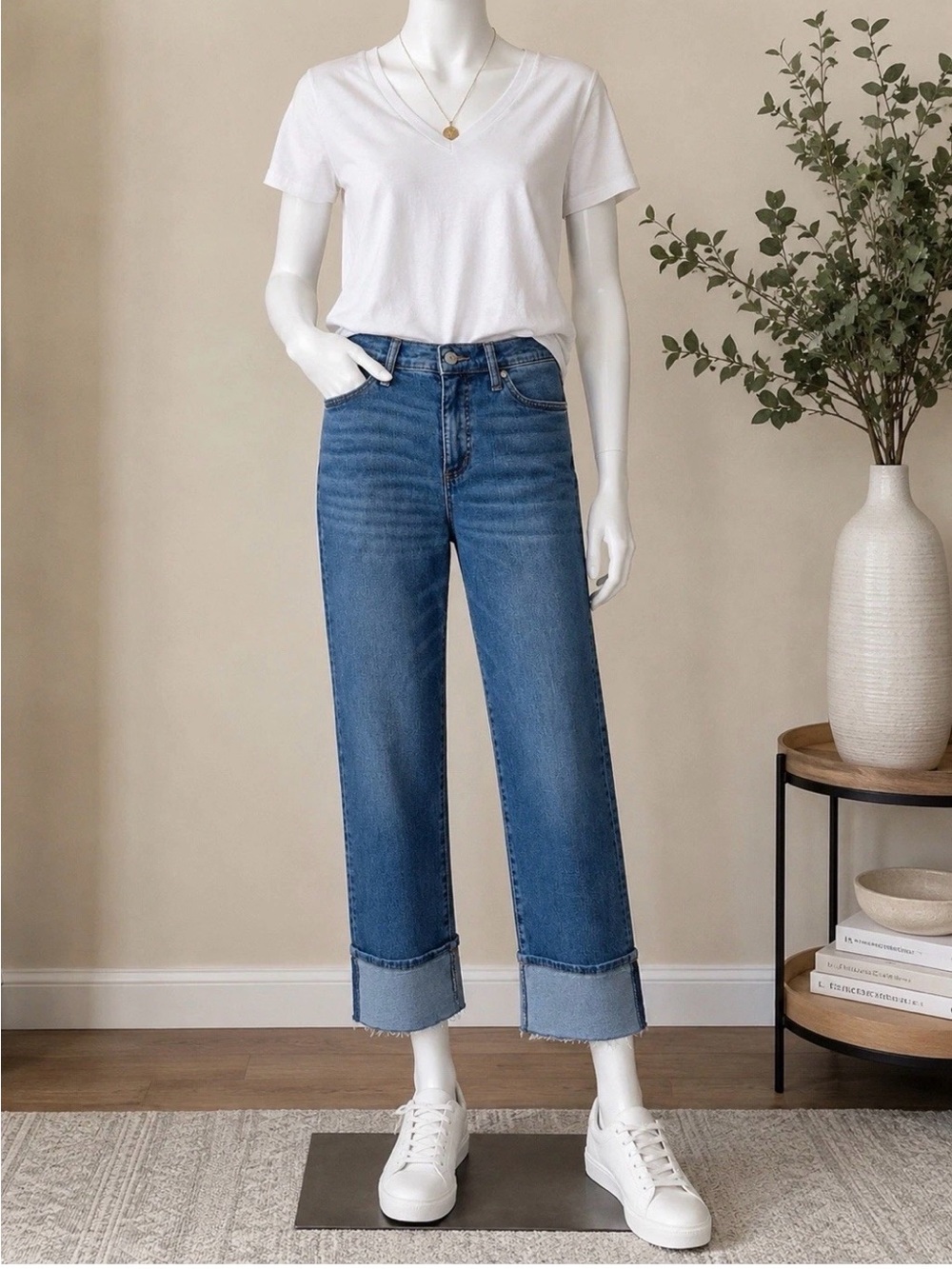 Scoop Benton Ankle Jean w/ Cuff Women’s Size 8 Medium Wash Raw Hem NWT